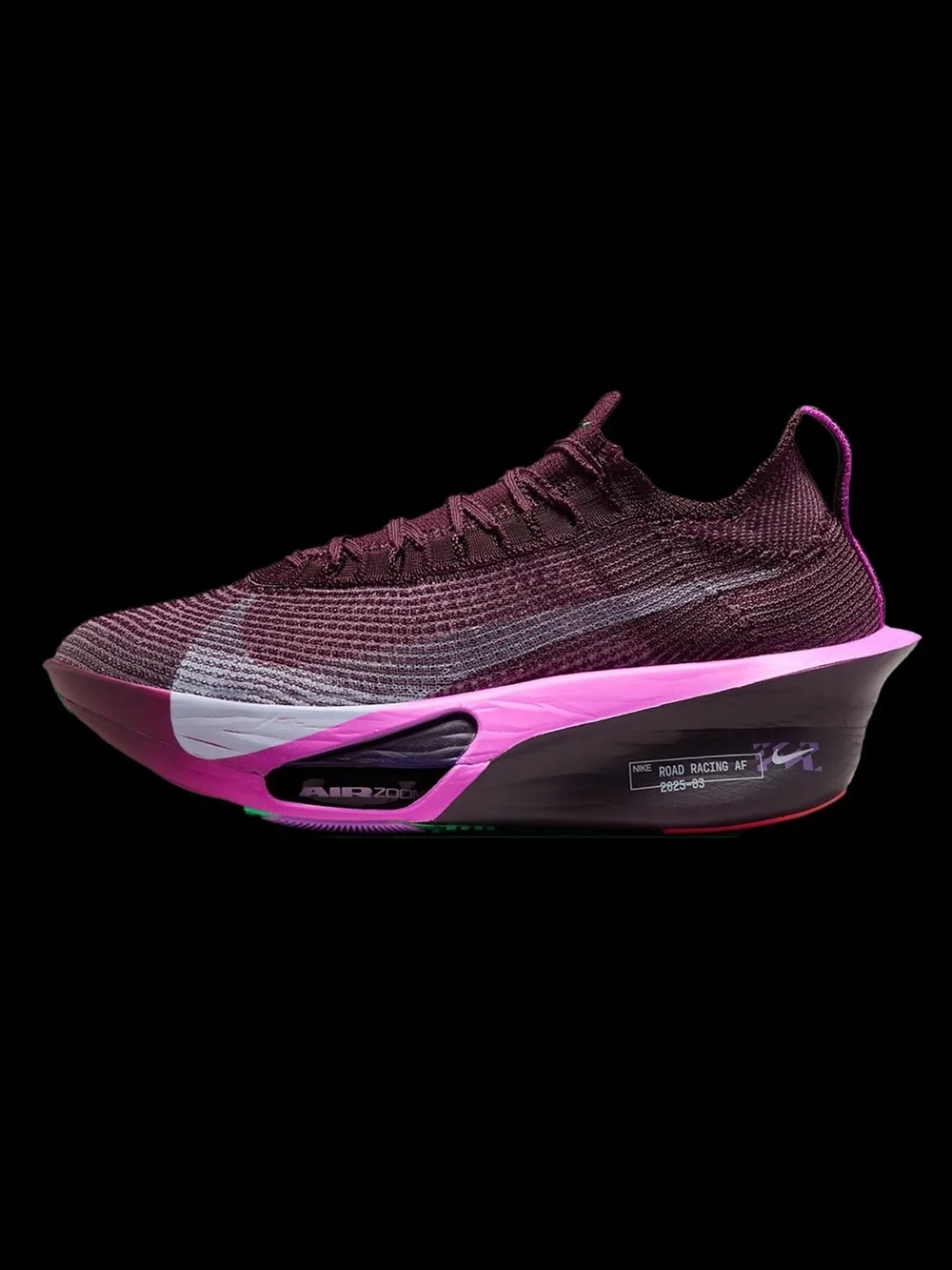 Nike Women’s Road Racing AF Flyknit Sneakers - Maroon with Pink Accents